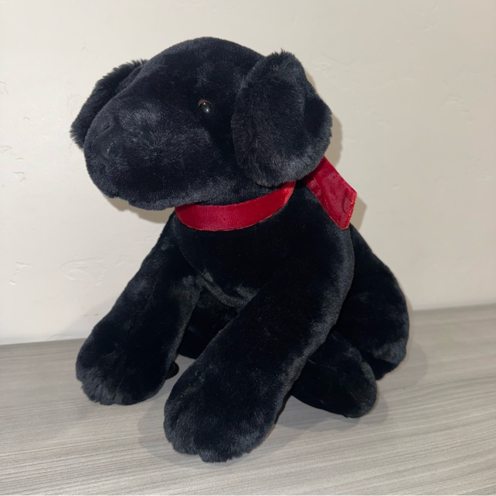 BIG Russ Berrie Black Lab Labrador 20” Stuffed Animal Ginger Realistic Puppy bow
